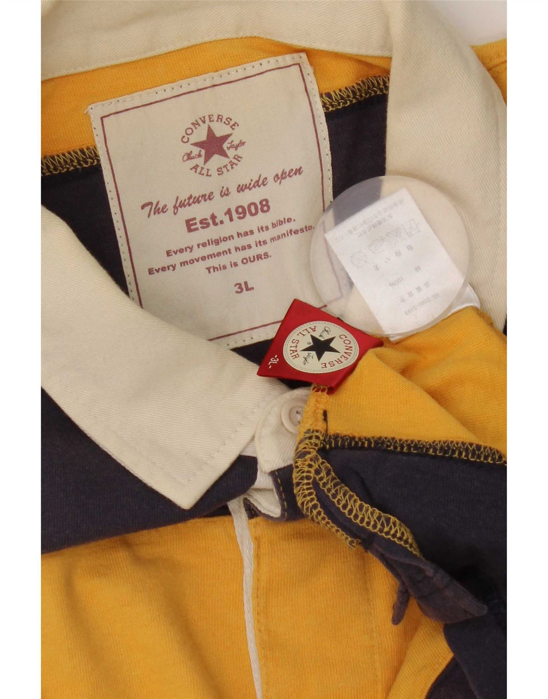 Polo da rugby da uomo Converse 3XL a righe blu navy