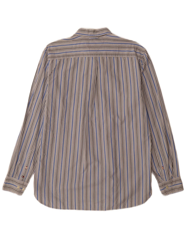 Camicia da uomo Tommy Hilfiger in cotone gessato blu medio
