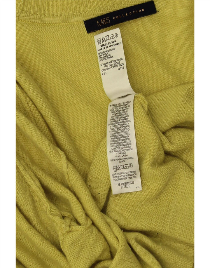 Maglione cardigan aperto da donna Marks & Spencer UK 12 lana gialla media