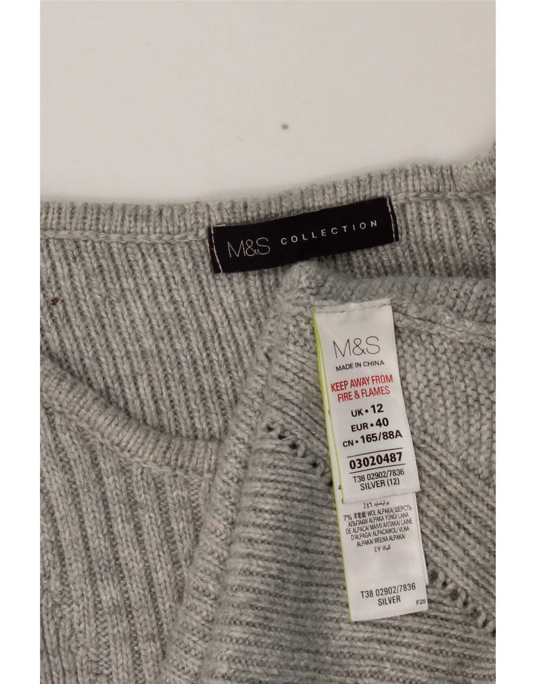Maglione maglione con scollo a barca da donna Marks & Spencer UK 12 argento medio