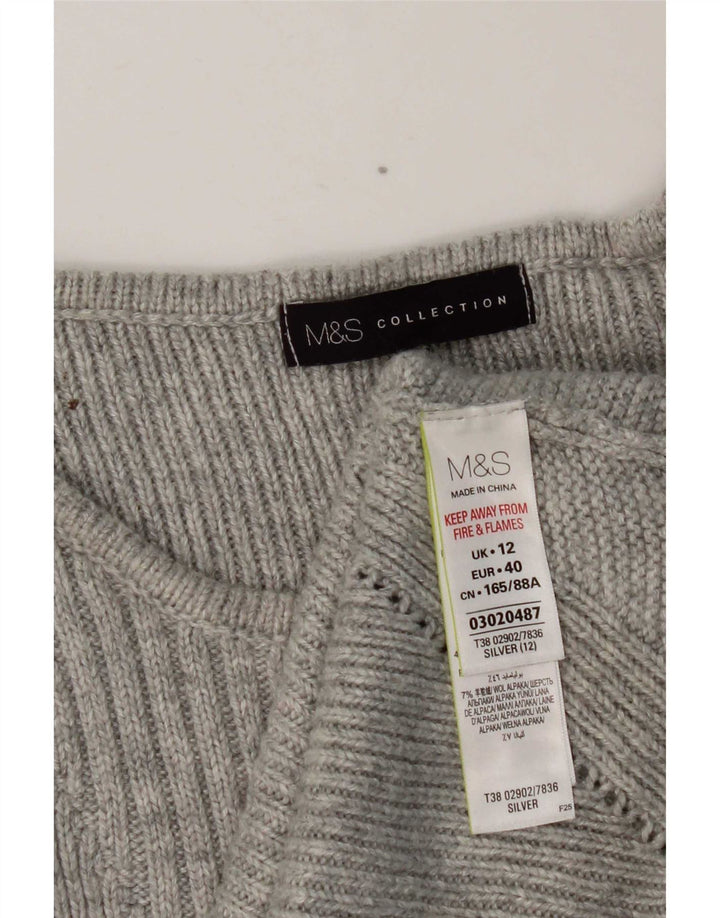 Maglione maglione con scollo a barca da donna Marks & Spencer UK 12 argento medio