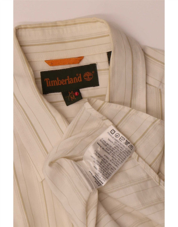 Camicia da uomo Timberland in cotone gessato bianco sporco medio