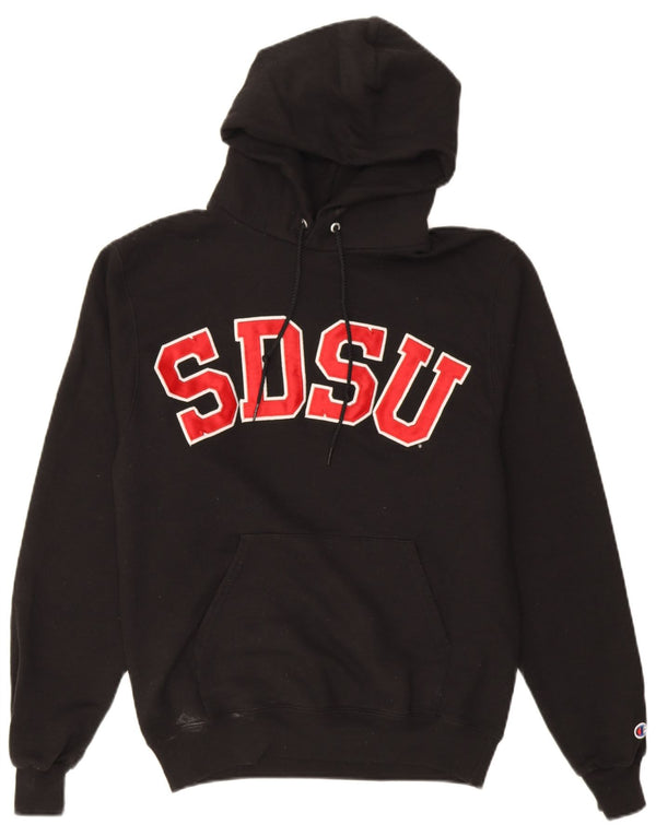 Maglione con cappuccio grafico da uomo Champion piccolo in cotone nero