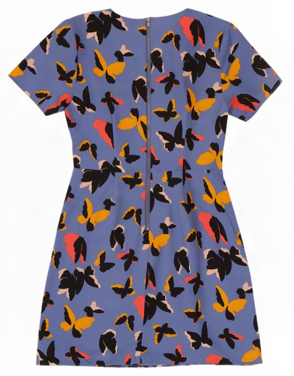 Abito a trapezio da donna Oasis UK 10 Piccola farfalla in poliestere blu