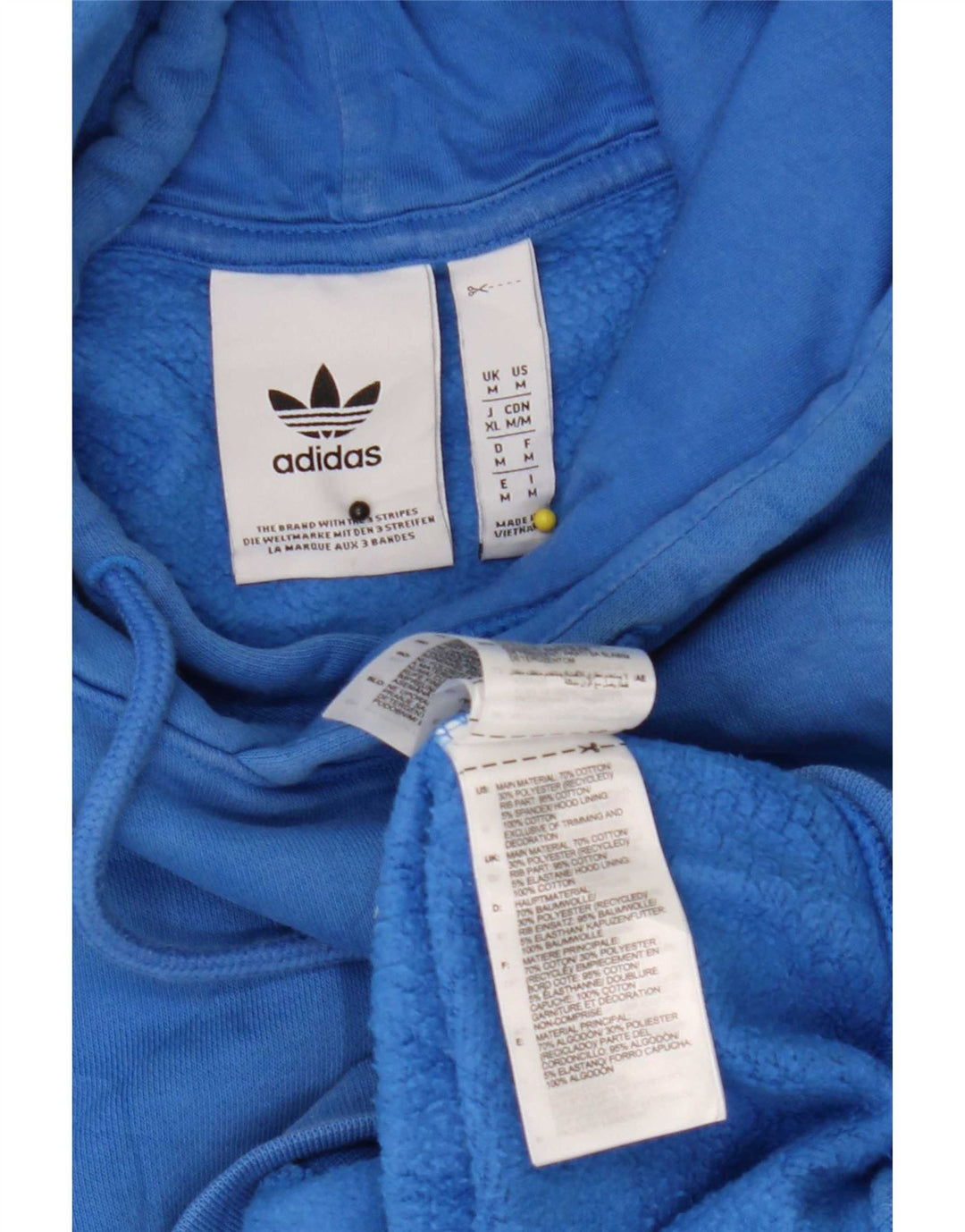 Felpa con cappuccio da uomo Adidas in cotone blu medio
