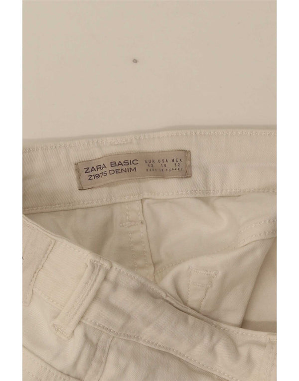 Jeans crop slim da donna Zara EU 42 Large W32 L24 cotone bianco