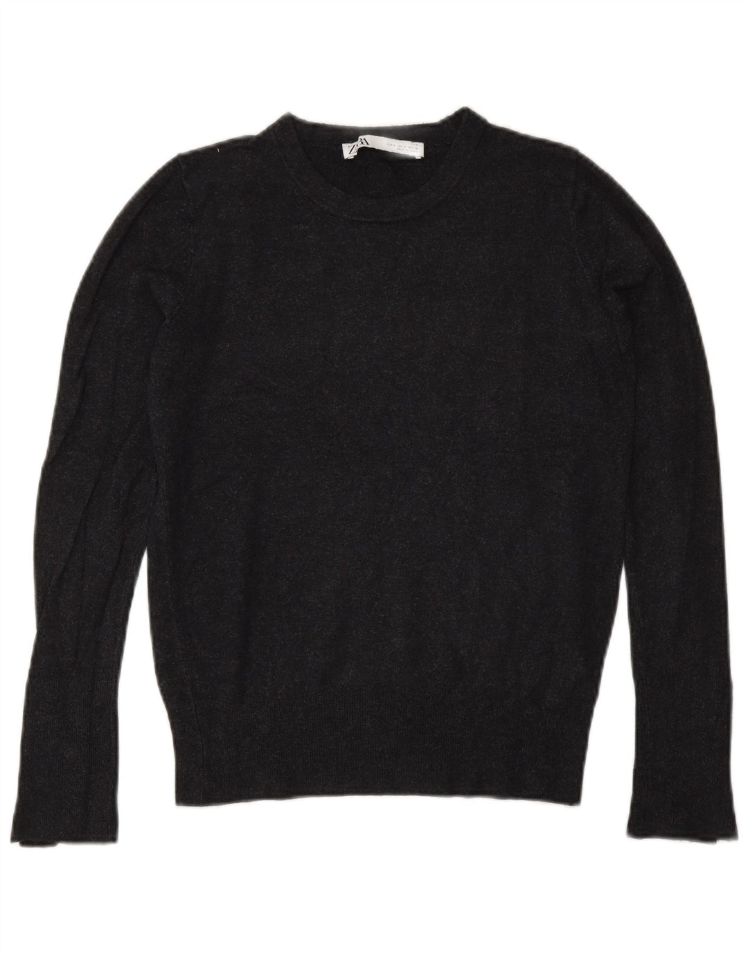 Maglione maglione girocollo da donna Zara UK 10 piccolo in viscosa grigia