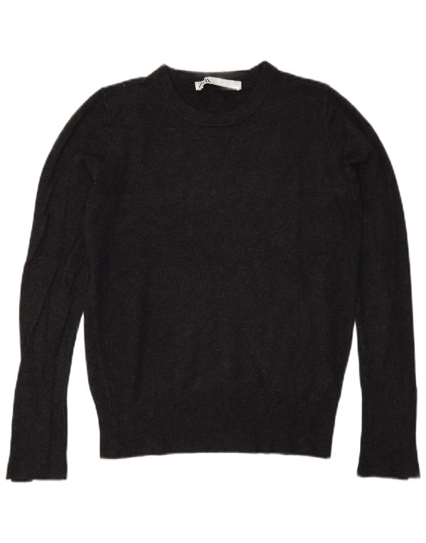 Zara Womens Crew Neck Jumper Sweater UK 10 Small Grey Viscose