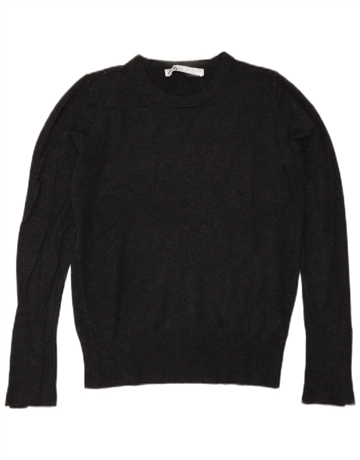 Maglione maglione girocollo da donna Zara UK 10 piccolo in viscosa grigia