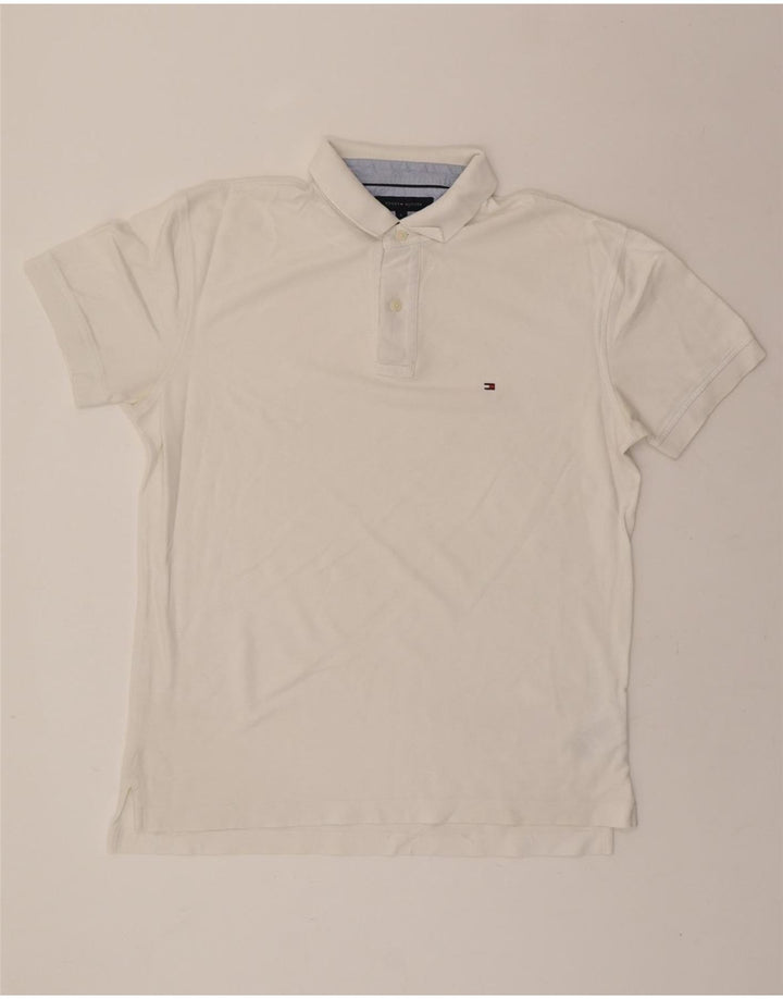 TOMMY HILFIGER Mens Polo Shirt Large White Cotton Vintage Tommy Hilfiger and Second-Hand Tommy Hilfiger from Messina Hembry 