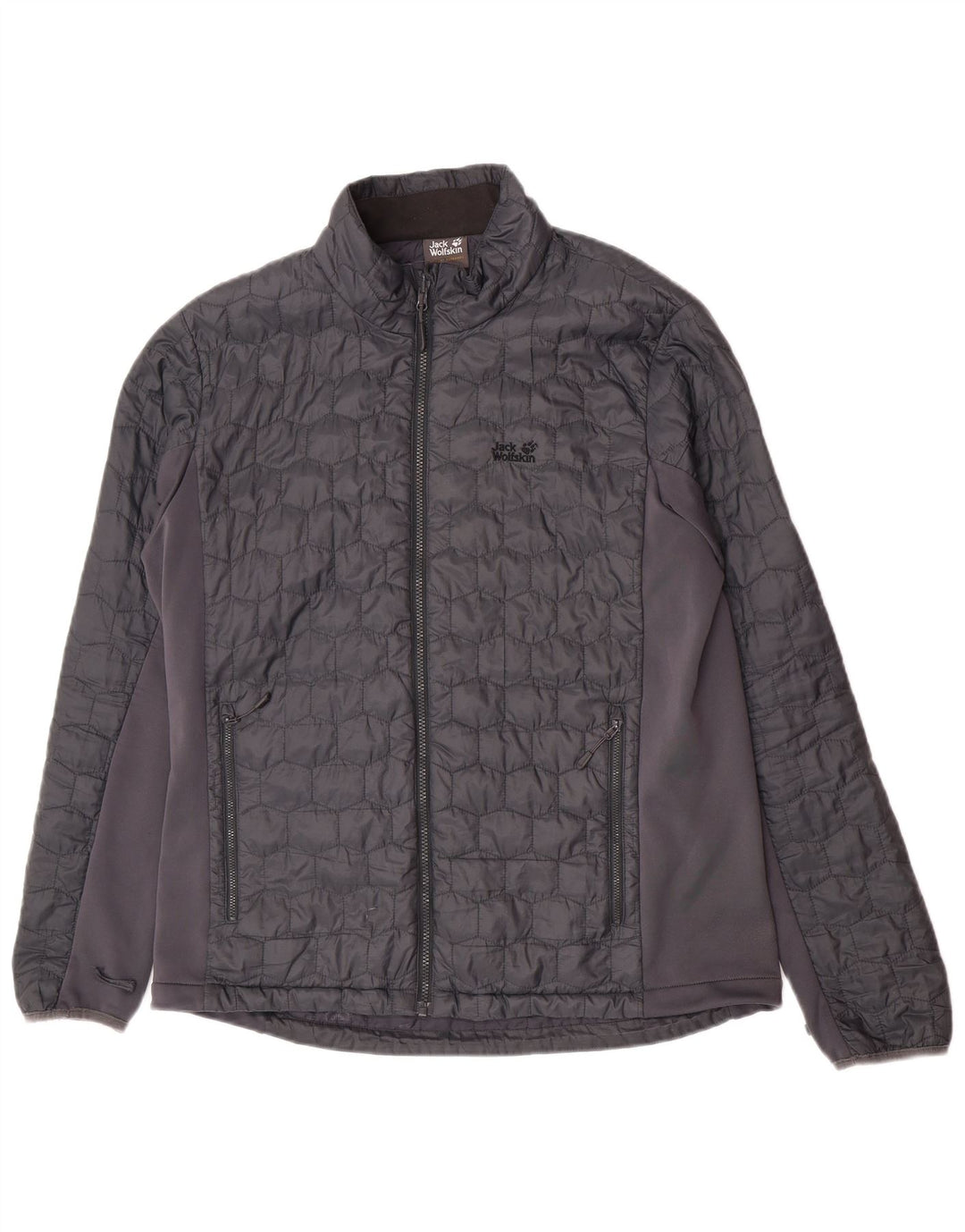 Giacca trapuntata fodera da uomo Jack Wolfskin UK 44/46 XL Blocco colore grigio
