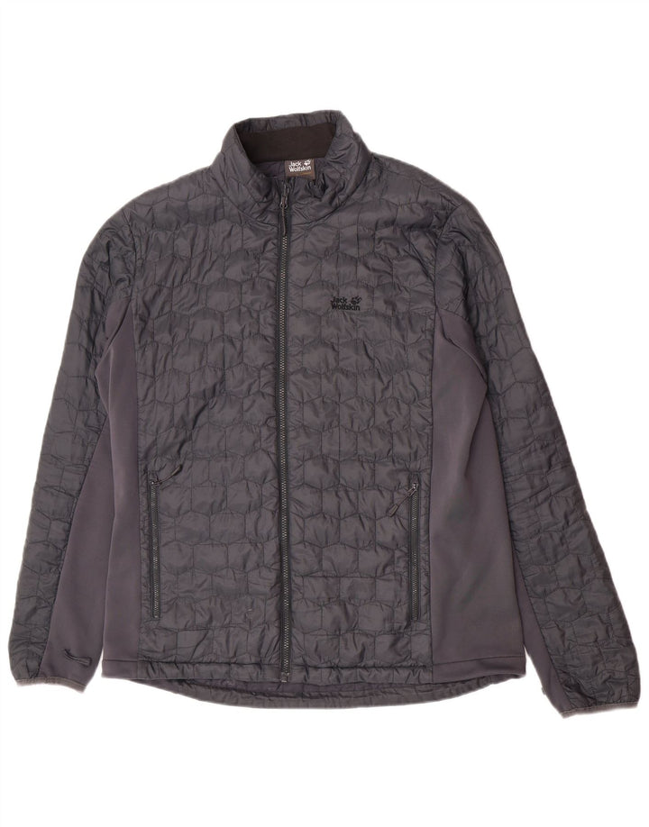 Giacca trapuntata fodera da uomo Jack Wolfskin UK 44/46 XL Blocco colore grigio
