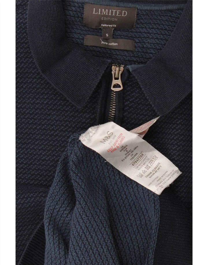 Marks & Spencer maglione da uomo con collo alto e vestibilità sartoriale piccolo blu navy