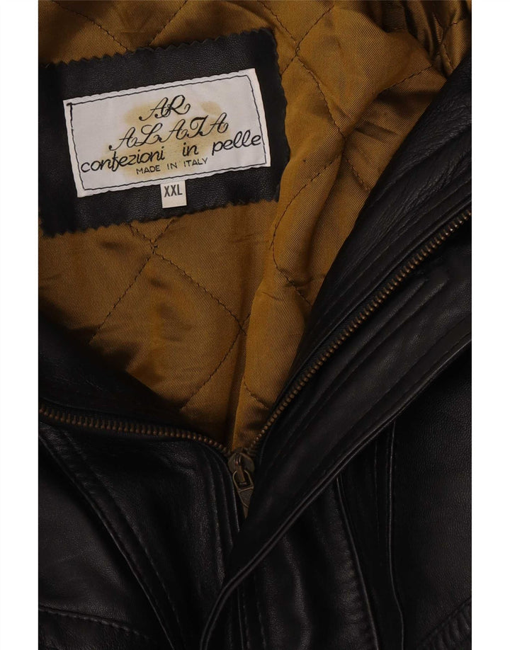 Giacca in pelle vintage da uomo UK 44 2XL Nera