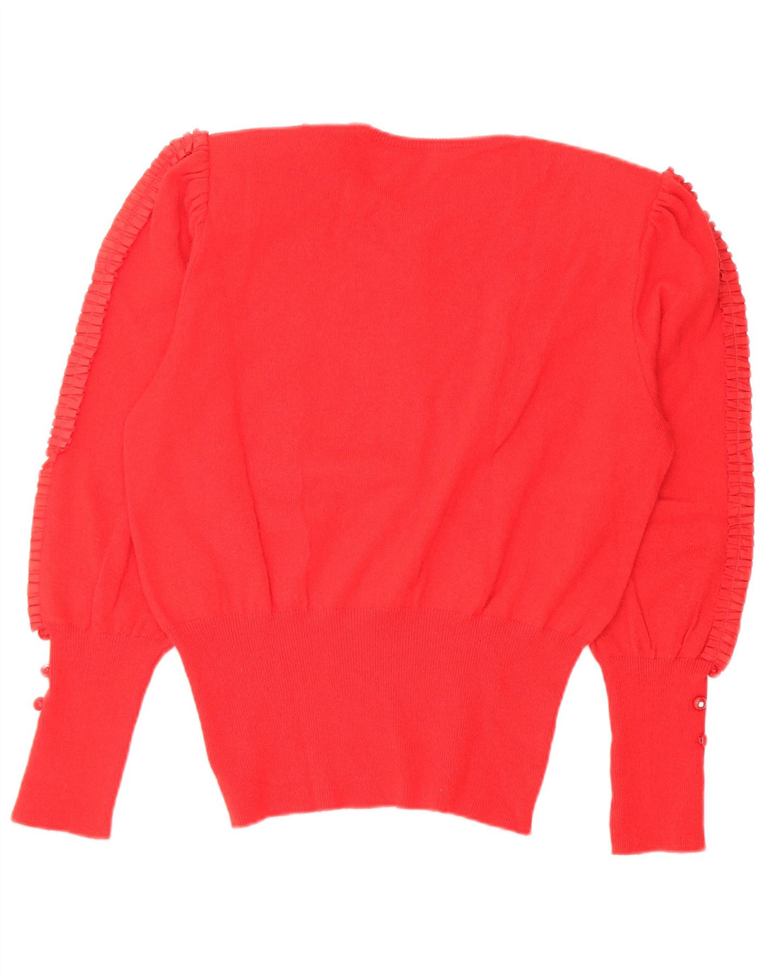 Maglione maglione girocollo da donna vintage UK 14 lana rossa media