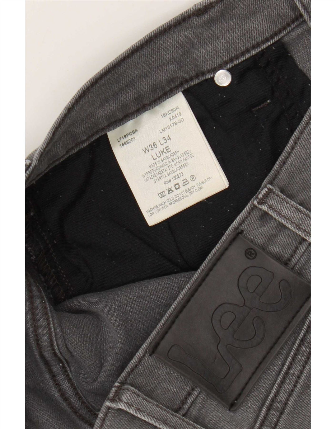 Jeans Lee Luke Slim da uomo W36 L34 cotone grigio