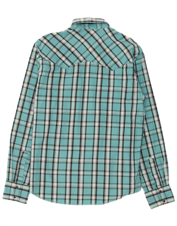 Camicia da uomo Wrangler in cotone a quadri turchese medio