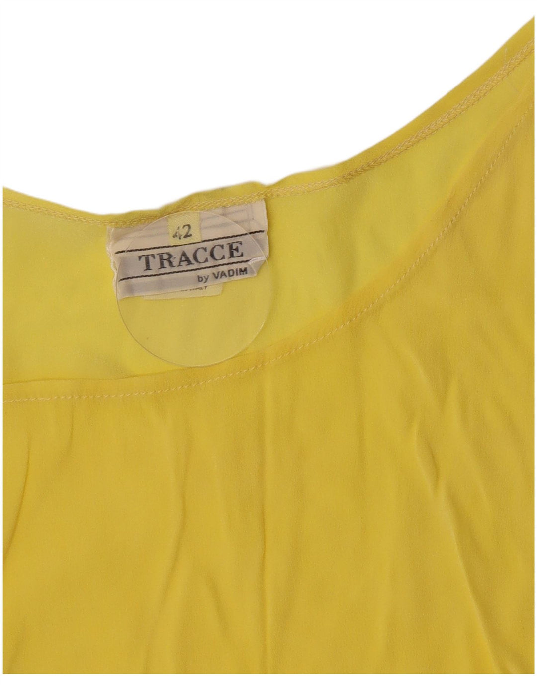 Camicetta senza maniche corta da donna vintage IT 42 Acetato giallo medio