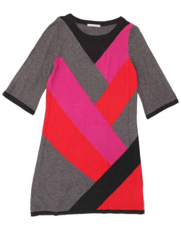 Marks & Spencer Womens Jumper Dress UK 14 Medium Grey Colourblock