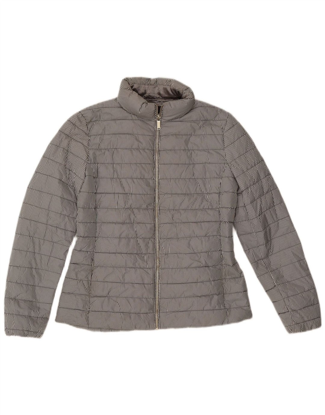 Giacca imbottita da donna Massimo Dutti UK 14 Poliestere a quadretti grigio medio