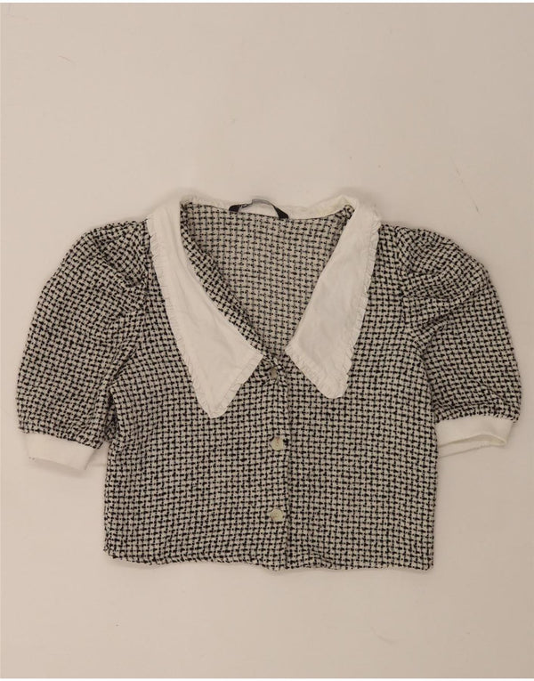 Camicetta corta da donna Zara UK 12 media nera screziata