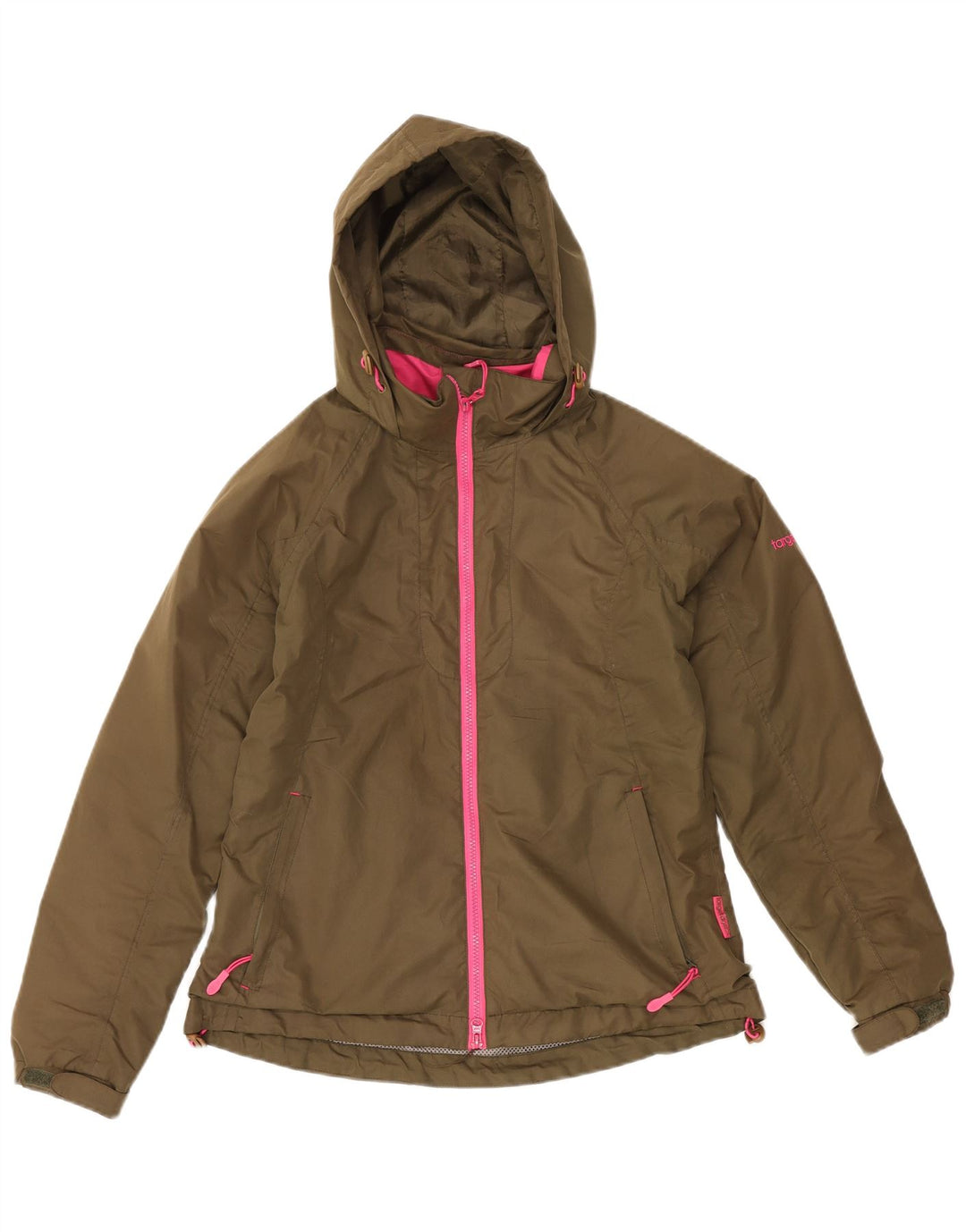 TARGET DRY Womens Hooded Rain Jacket UK 6 XS Khaki Polyester