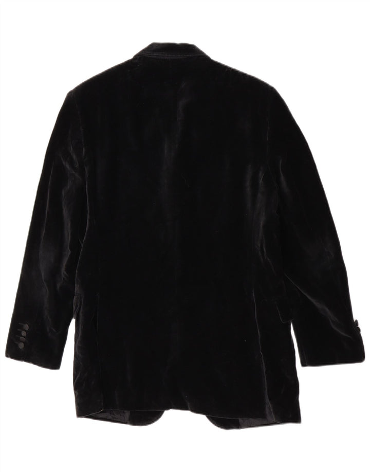 Giacca blazer in velluto da uomo a 3 bottoni Gino Sartore UK 36 piccola nera
