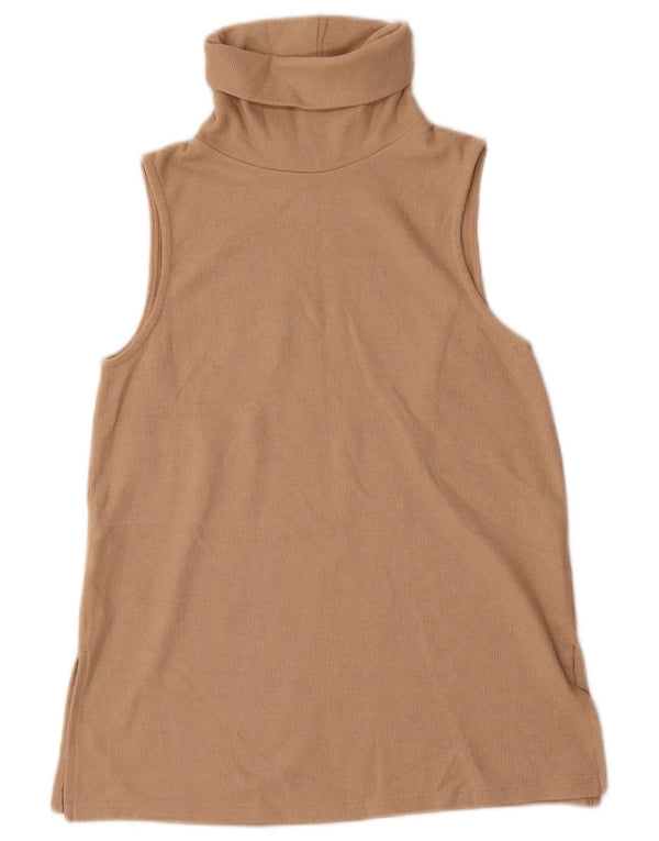 Canotta Marks & Spencer da donna con collo alto UK 10 Small Beige Poliestere