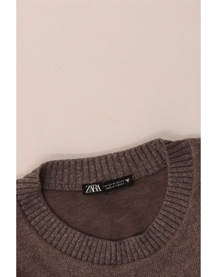 Top Zara da donna a vestibilità ampia a maniche lunghe UK 14 Marrone medio screziato