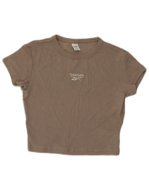 T-shirt corta Reebok da donna UK 12/14 Cotone grigio medio