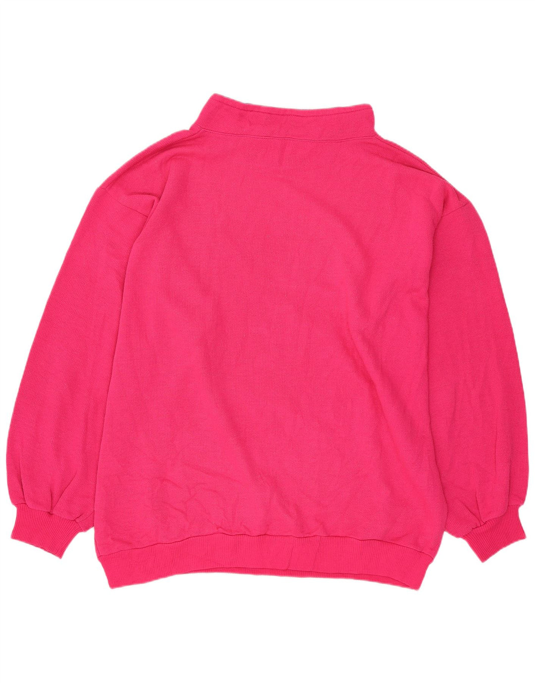 Felpa vintage da uomo con collo con zip grafica, maglione rosa medio
