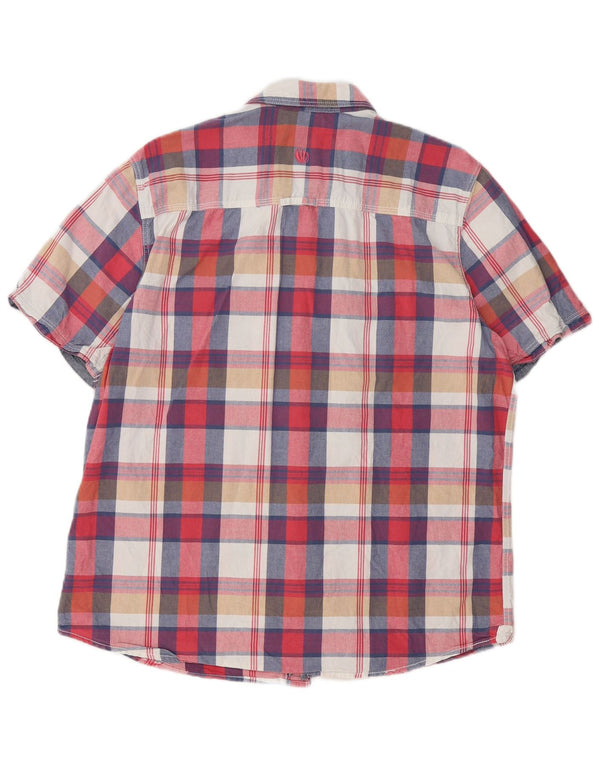 Fat Face Camicia da uomo a maniche corte dal taglio classico, grande motivo a quadri multicolore
