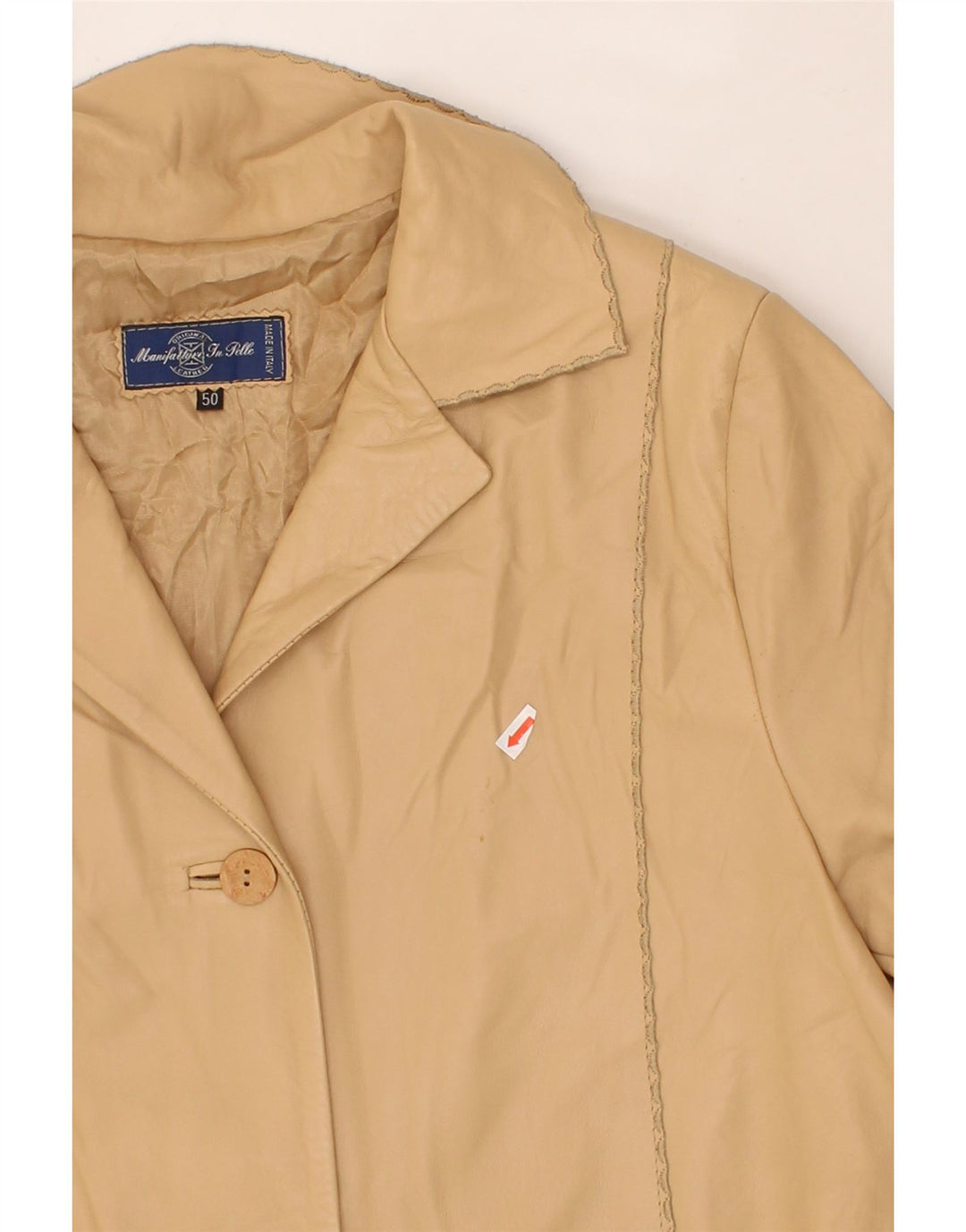 VINTAGE Womens Leather Coat IT 50 XL Beige Leather Vintage Vintage and Second-Hand Vintage from Messina Hembry 