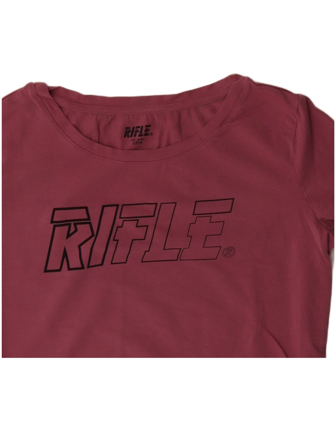 RIFLE Top grafico da donna a maniche lunghe UK 18 XL Cotone rosa