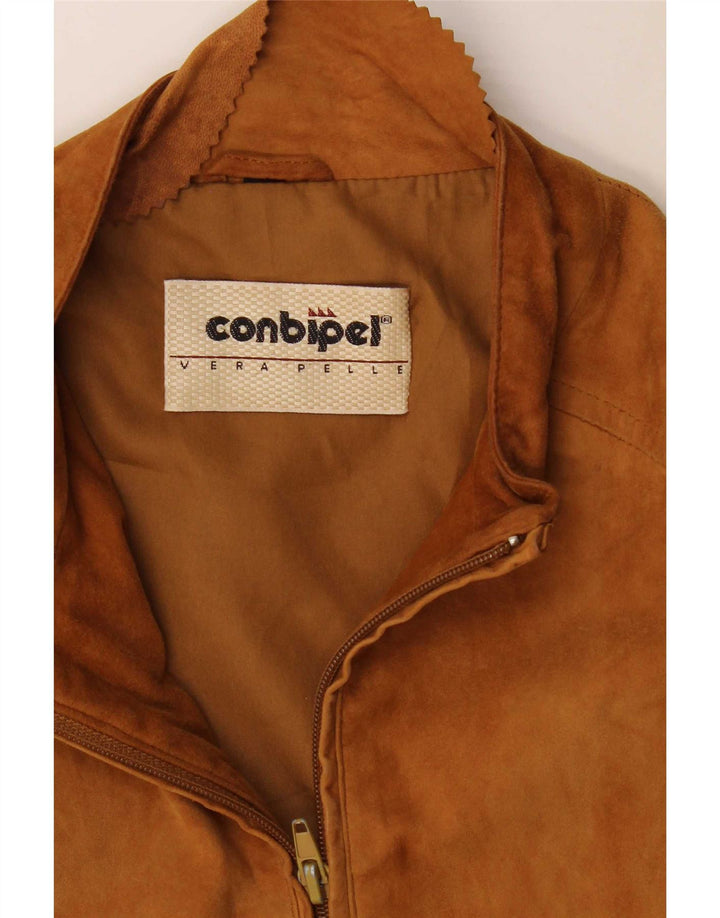 Giacca bomber da donna in pelle scamosciata Conbipel UK 10 piccola in pelle beige
