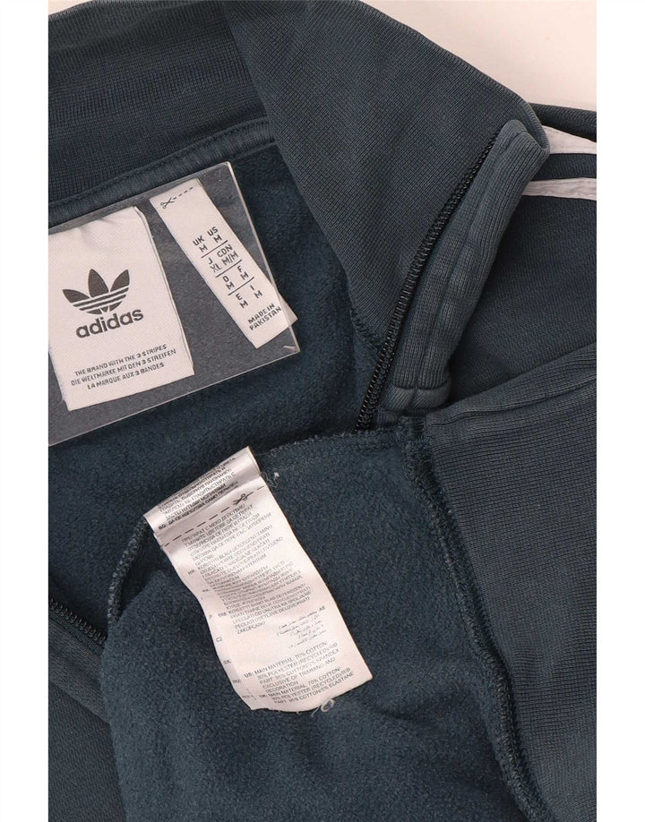 Felpa Adidas da uomo con zip e collo, in cotone grigio medio