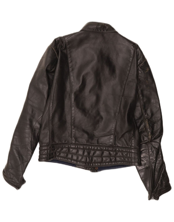 Giacca in pelle da donna VINTAGE UK 14 media nera