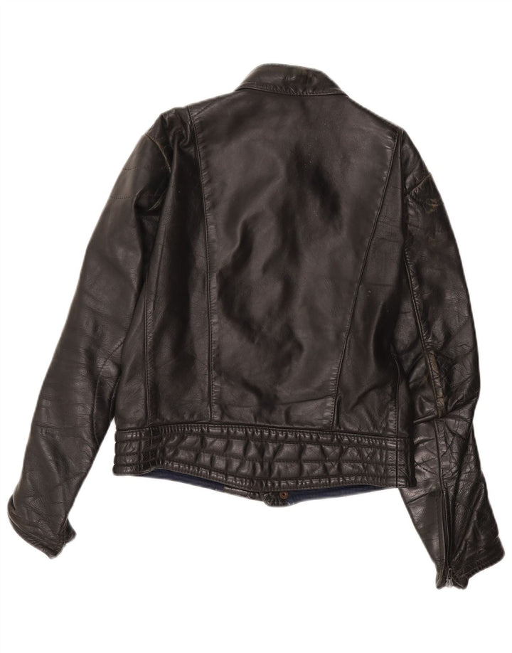 Giacca in pelle da donna VINTAGE UK 14 media nera