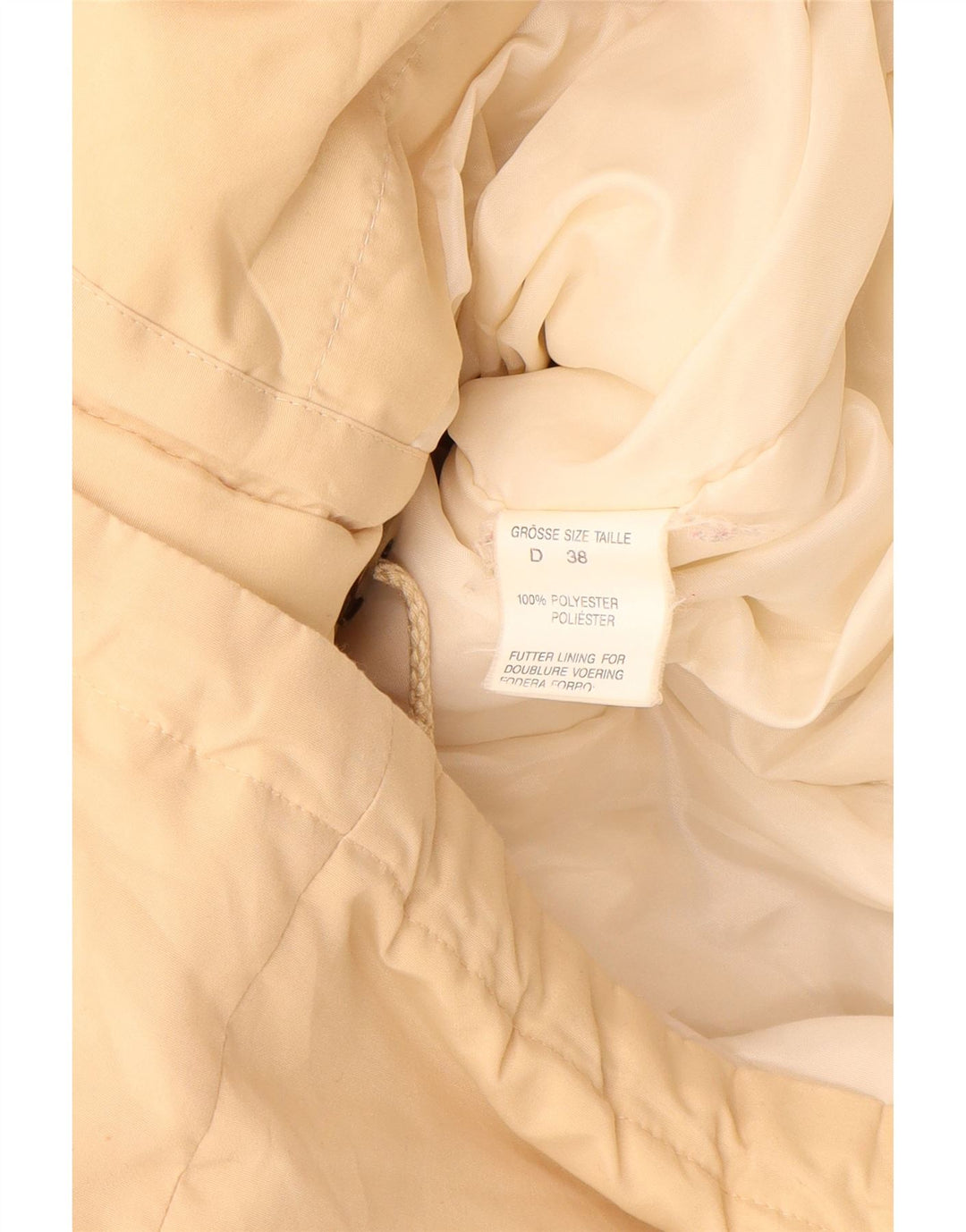 Cappotto imbottito con cappuccio da donna VINTAGE EU 38 Poliestere beige medio