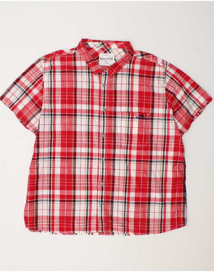 Camicia a maniche corte da uomo Weird Fish 4XL in cotone a quadri rossi