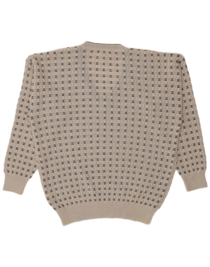 Maglione da uomo con scollo a V Monello IT 52 Cotone a righe grandi beige