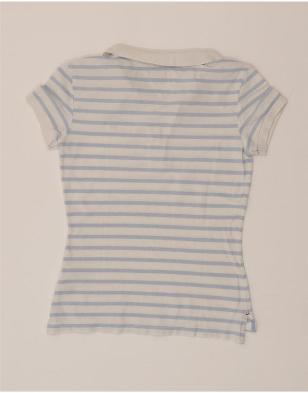 TOMMY HILFIGER Polo da donna slim fit UK 6 XS cotone a righe blu