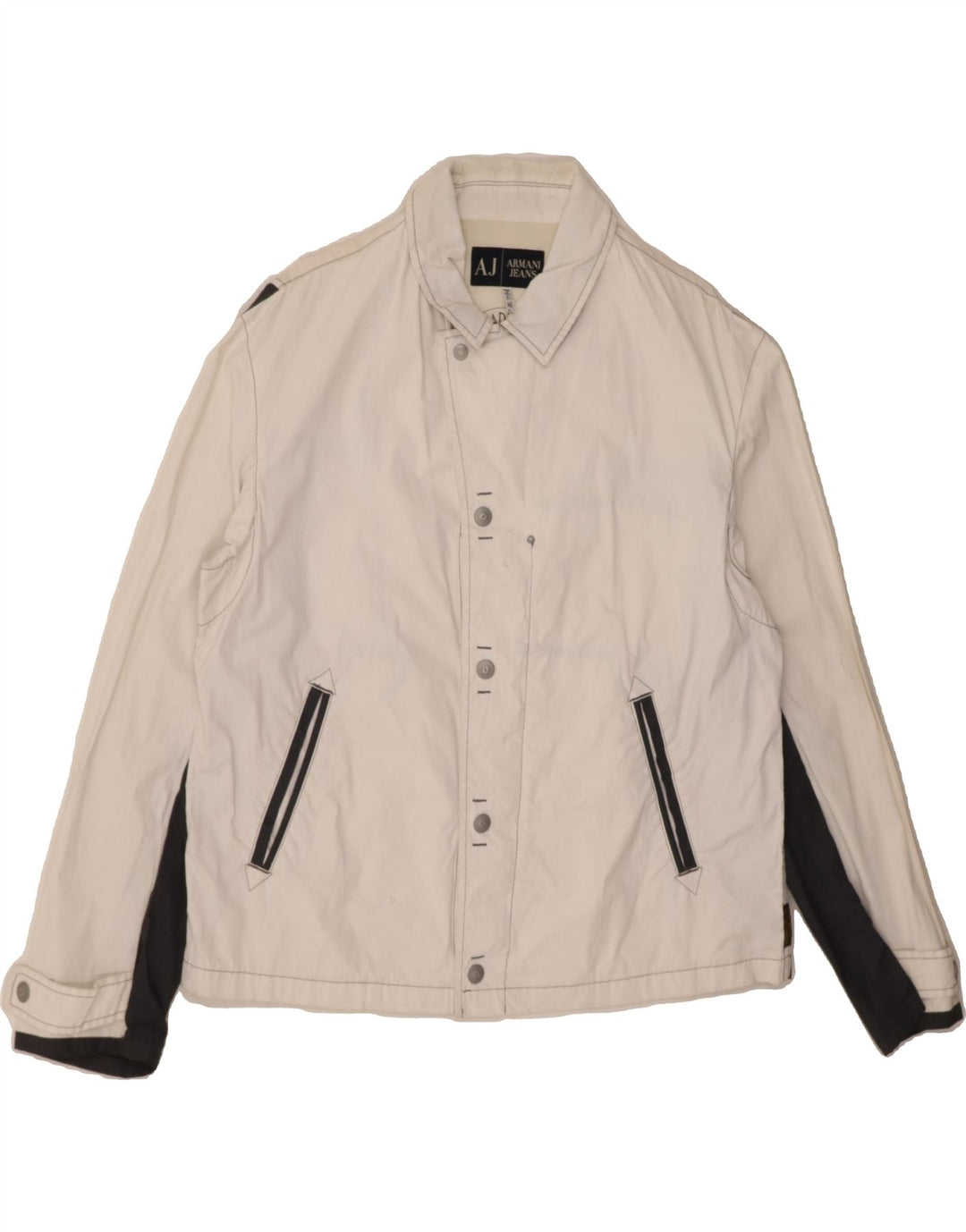 ARMANI JEANS Mens Bomber Jacket UK 42 XL Beige Colourblock Vintage Armani Jeans and Second-Hand Armani Jeans from Messina Hembry 