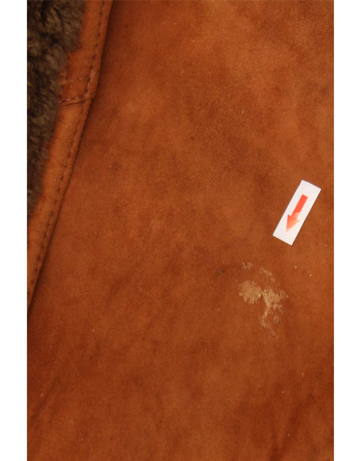 Giubbotto in shearling vintage da uomo IT 46 piccolo marrone