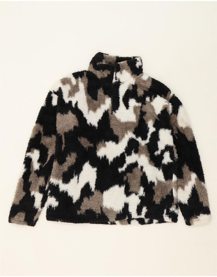 EDDIE BAUER Womens Fleece Jumper UK 14 Medium Multicoloured Camouflage Vintage Eddie Bauer and Second-Hand Eddie Bauer from Messina Hembry 
