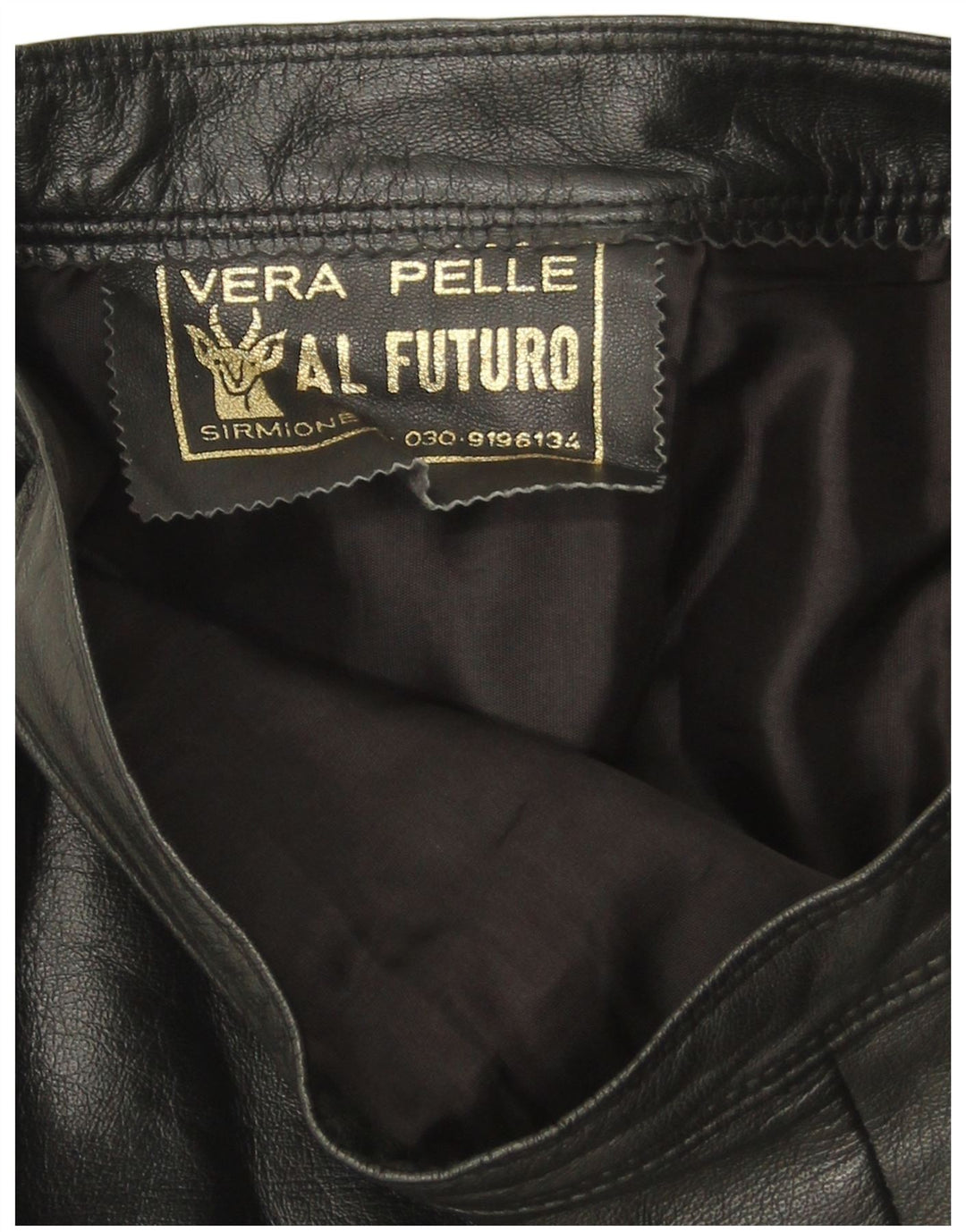 Gonna in pelle da donna VINTAGE W30 in pelle nera media