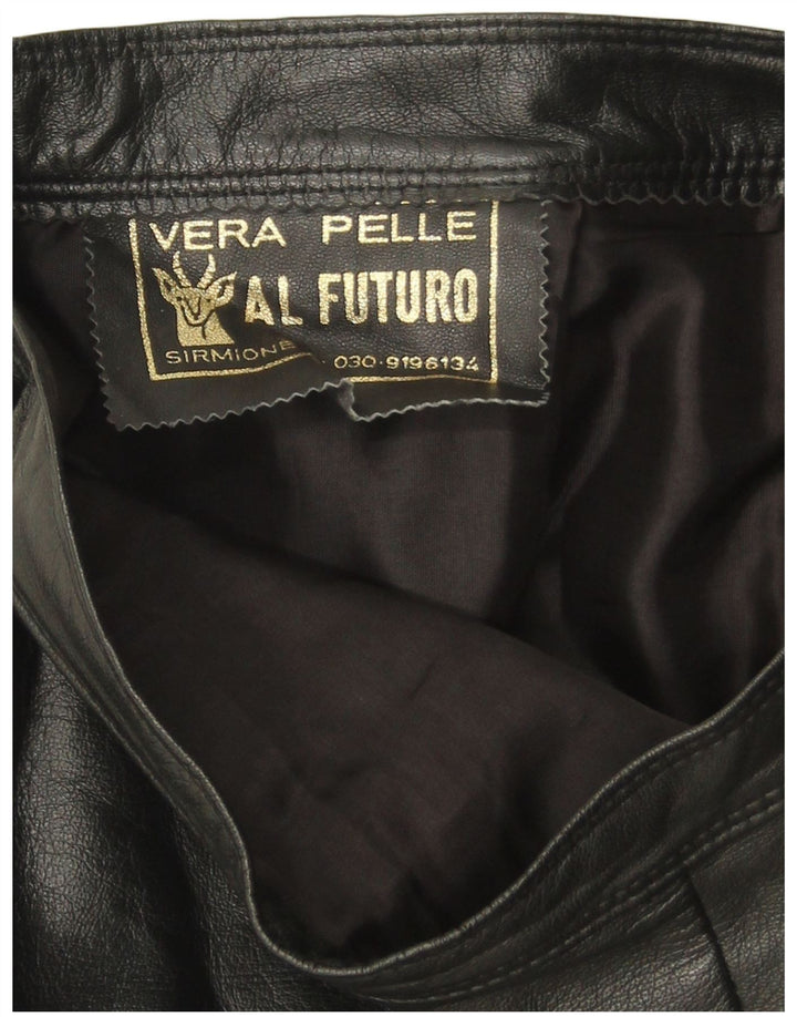 Gonna in pelle da donna VINTAGE W30 in pelle nera media