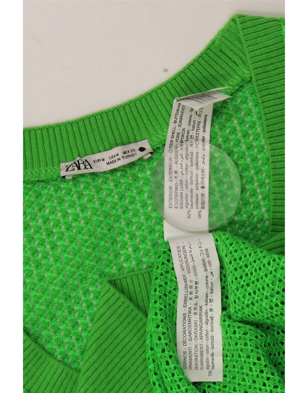 Canotta canotta da donna Zara UK 14 cotone verde medio