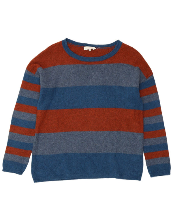 SEASALT CORNWALL Maglione da donna con scollo a barca UK 10 Piccolo a righe blu