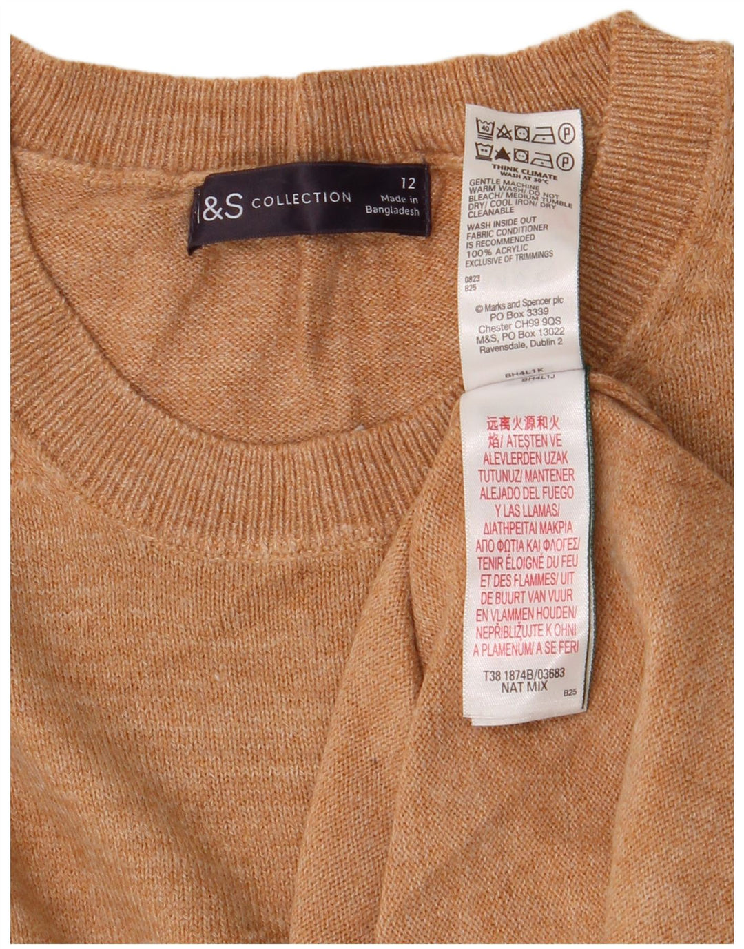 MARKS & SPENCER Maglione maglione girocollo da donna UK 12 Marrone medio
